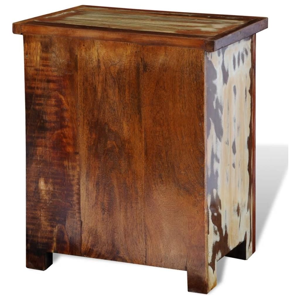 Naktinis staliukas su 2 stalčiais, masyvi perdirbta mediena