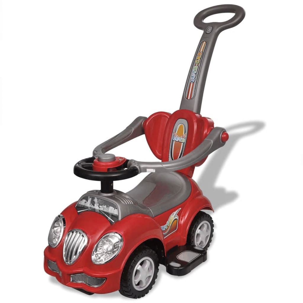 Raudonas Vaikiškas Automobilis su Stūmimo Rankena