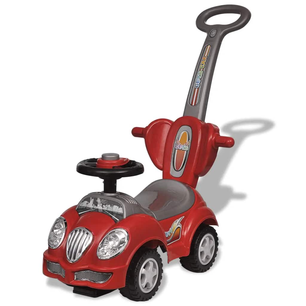 Raudonas Vaikiškas Automobilis su Stūmimo Rankena