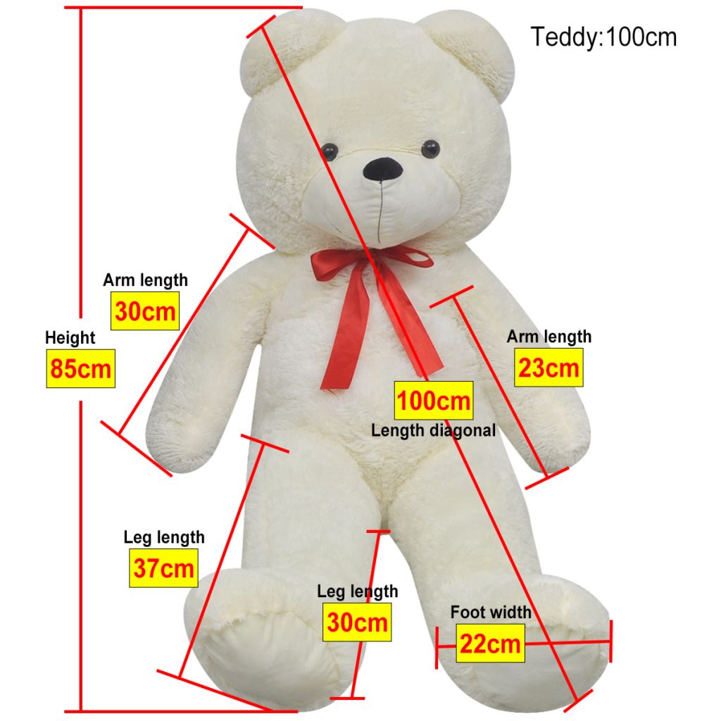 XXL Minkštas pliušinis žaislas meškiukas, baltas, 100cm