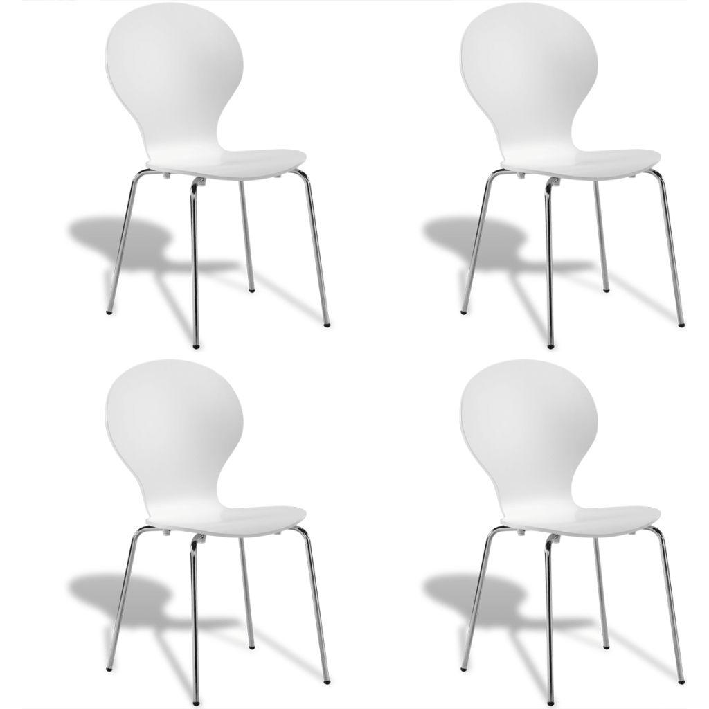 4 Sukraunamos drugelio formos valgomojo kėdės, baltos