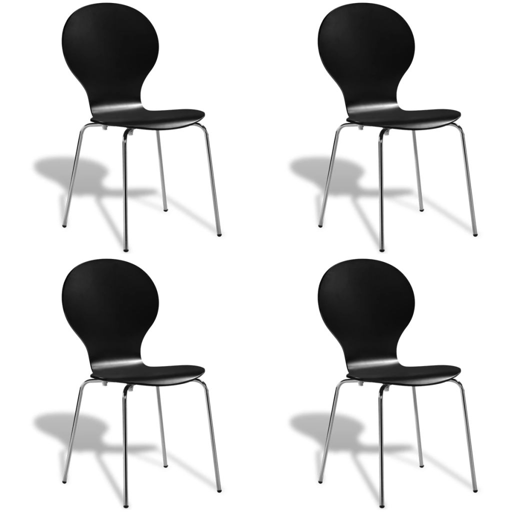 Valgomojo kėdės, 4 vnt., sudedamos viena ant kitos, juodos