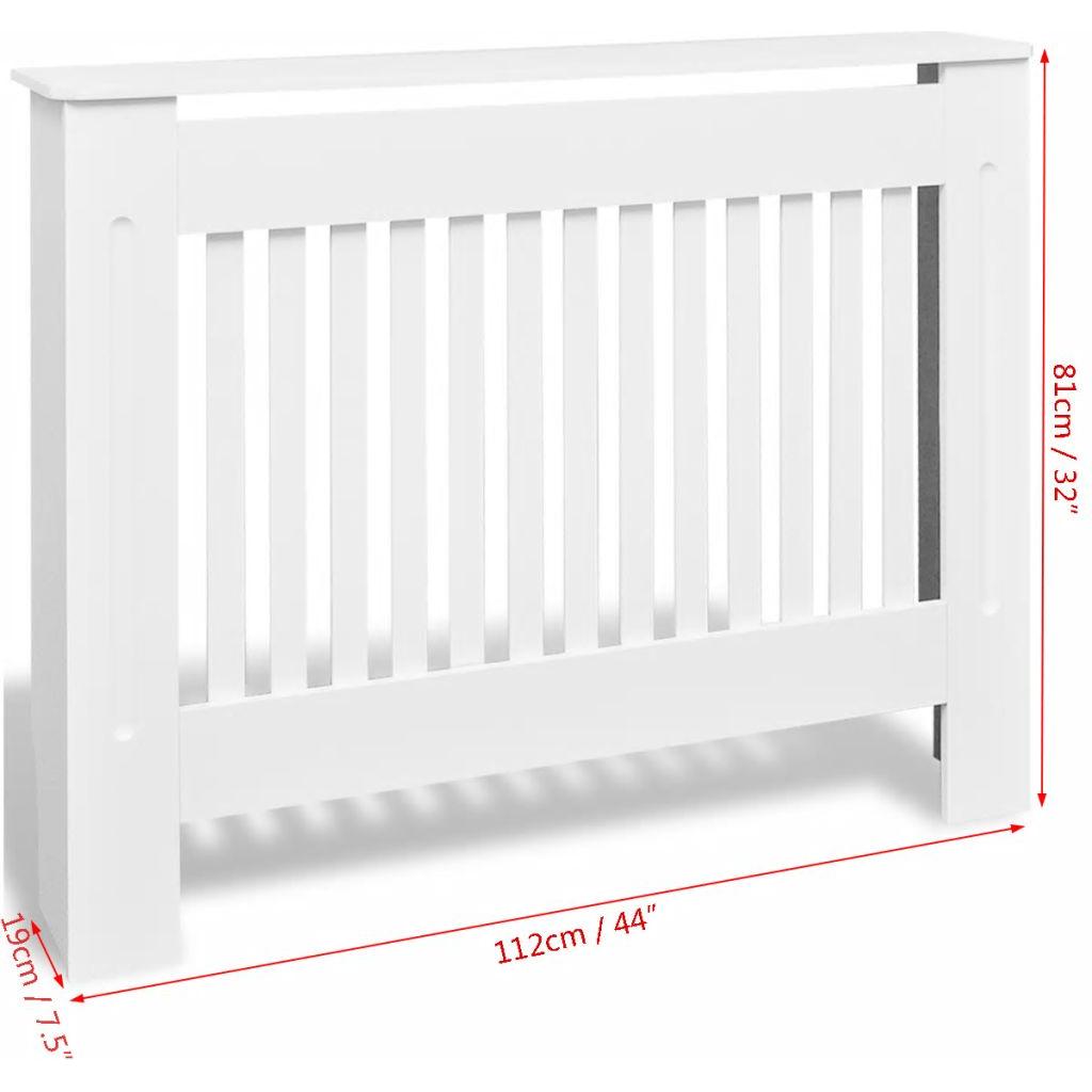 Baltos MDF Grotelės Radiatoriui Paslėpti su Lentyna, 112 cm
