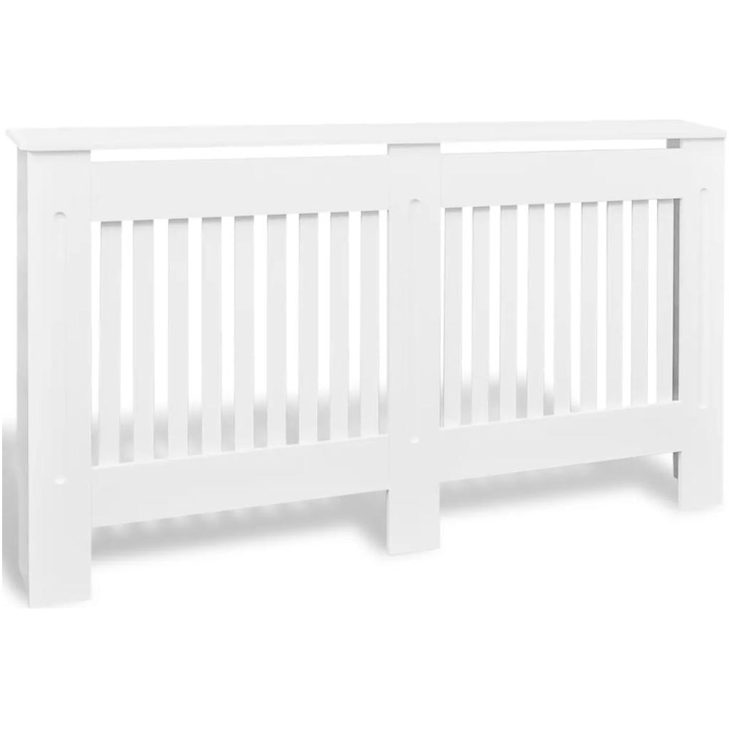 Baltos MDF Grotelės Radiatoriui Paslėpti su Lentyna, 152 cm