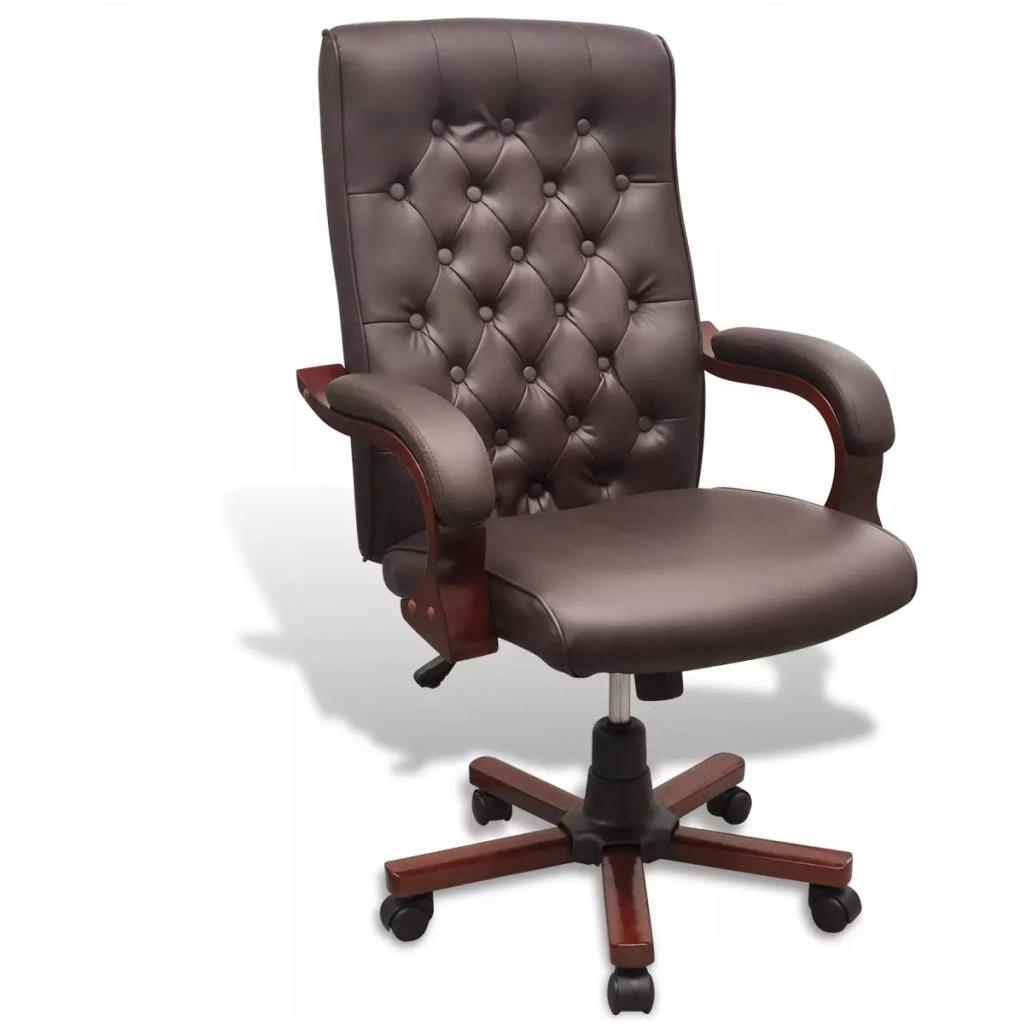 CHESTERFIELD biuro kėdė, dirbtinės odos, ruda