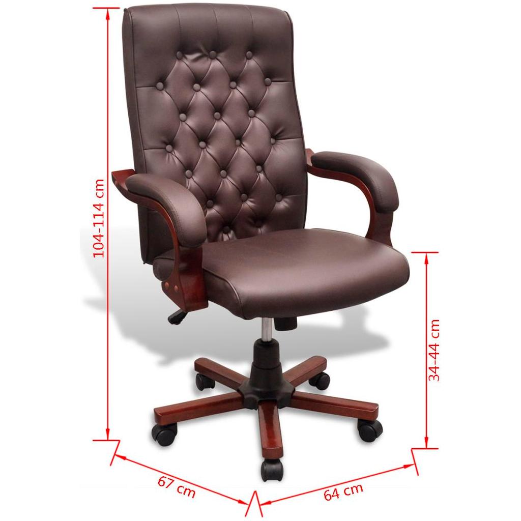 CHESTERFIELD biuro kėdė, dirbtinės odos, ruda
