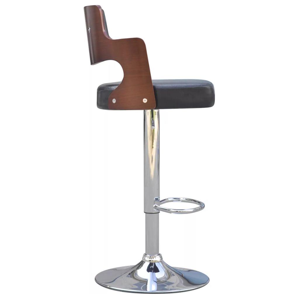 Baro kėdės, 2 vnt., dirbtinė oda, kvadratinė sėdynė, juodos