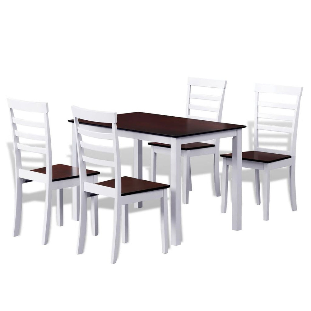Valgomojo stalo ir 4 kėdžių komplektas, masyvi mediena, ruda/balta