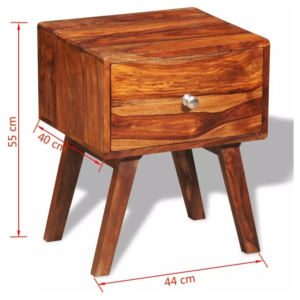 Naktinis staliukas, su stalčiu, 55 cm, masyvi akac. med.