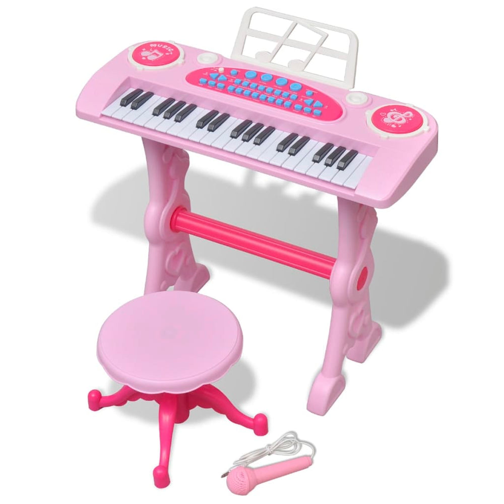 Vaikiškas Žaislinis Sintezatorius su Kėdute/Mikrofonu, 37 Kl., Rožinis