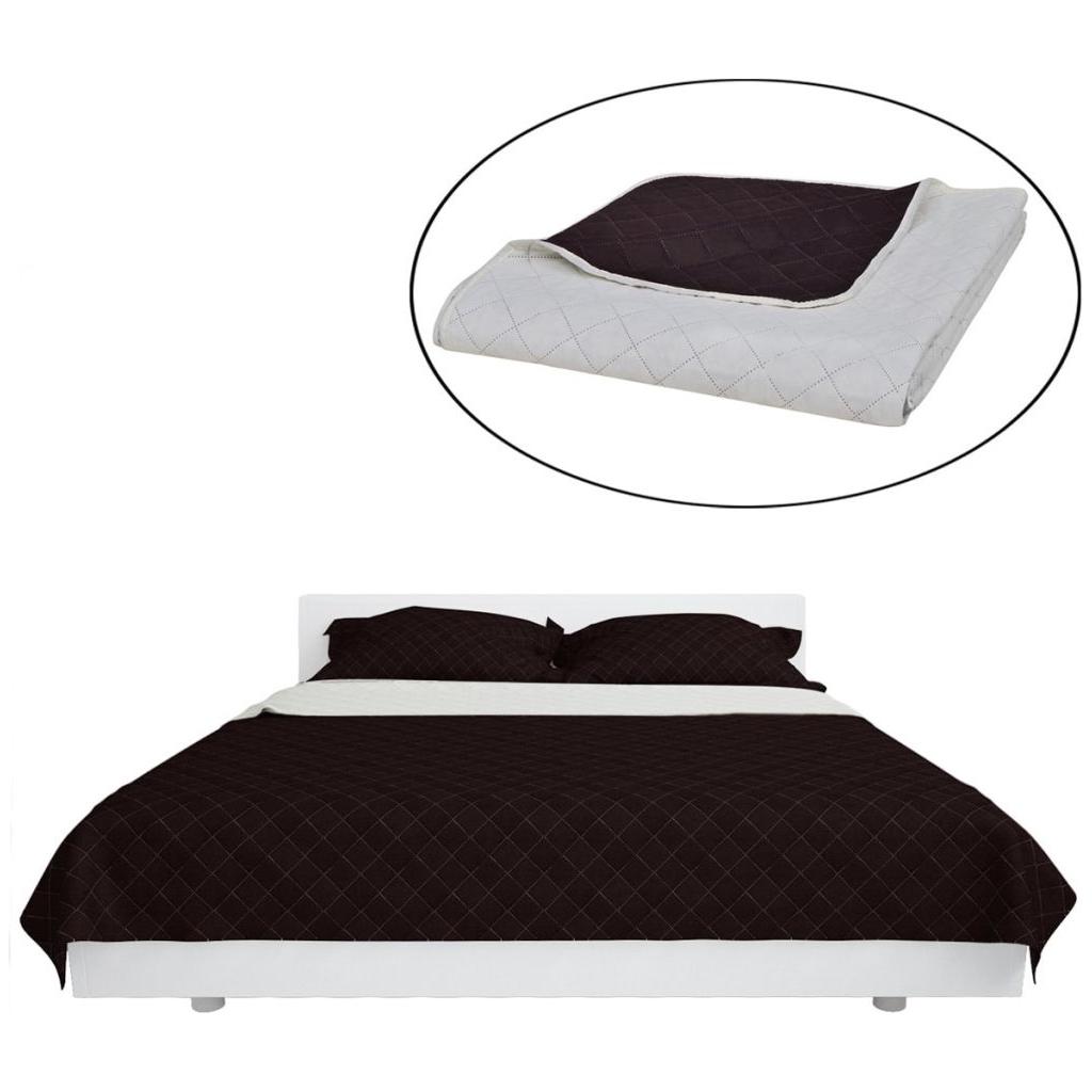 Dvipusis dygsniuotas lovos užtiesalas šviesiai rudas/rudas 220 x 240 cm