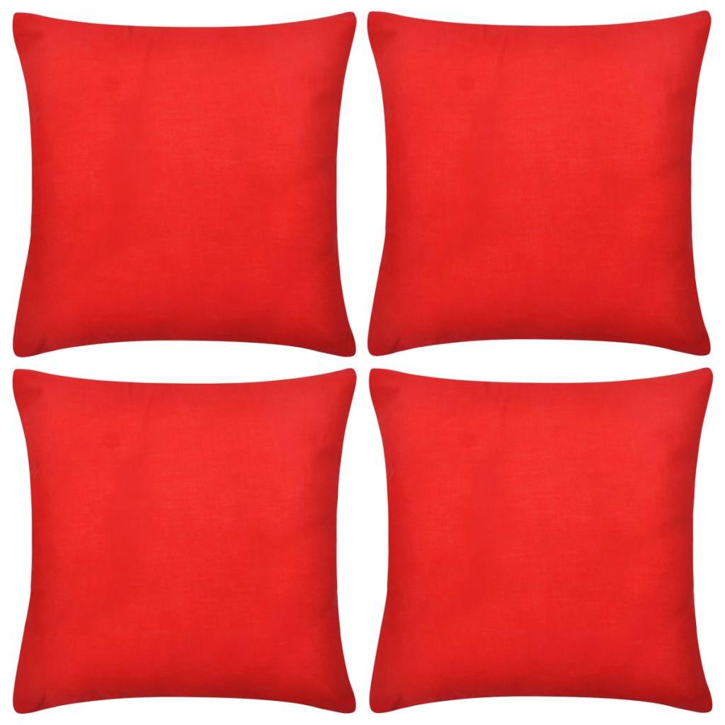 4 Raudoni Pagalvėlių Užvalkalai, Medvilnė, 80 x 80 cm