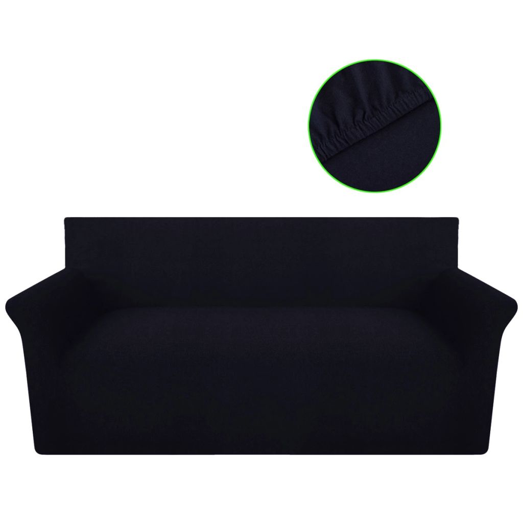 Tamprus sofos užvalkalas, juodas, džersio medvilnė
