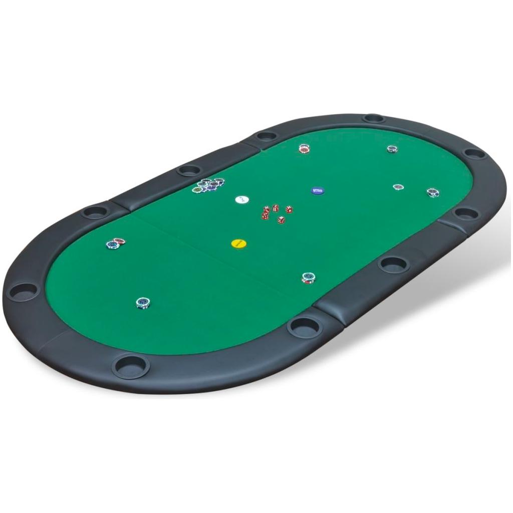10 žaidėjų pokerio stalviršis, sulankstomas, žalias