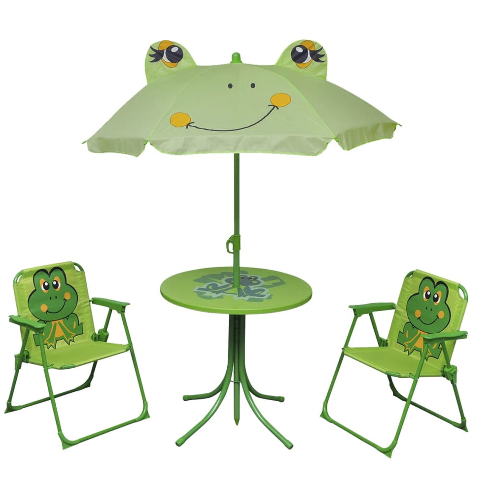 Vaik. bistro baldų kompl. su skėčiu nuo saulės, 3d., žalias
