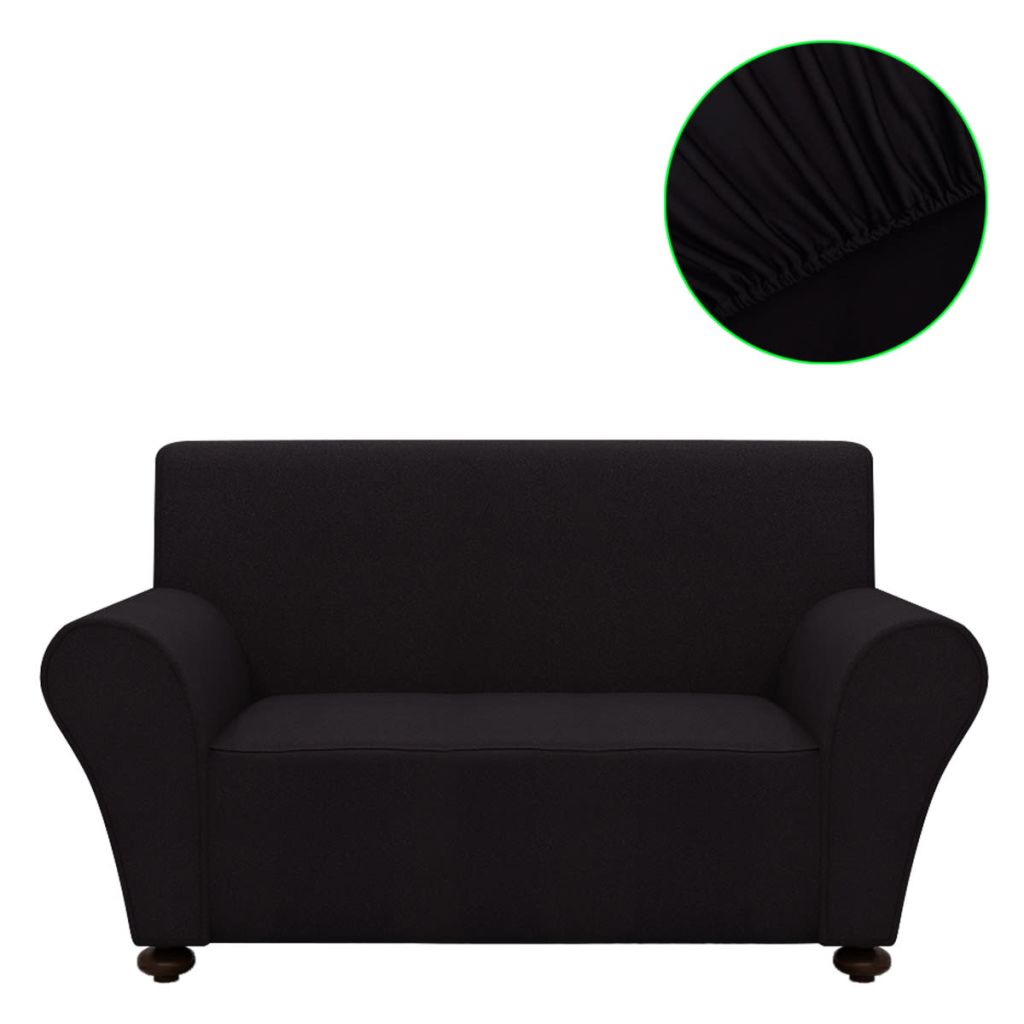 Tamprus sofos užvalkalas, juodas, džersio poliesteris