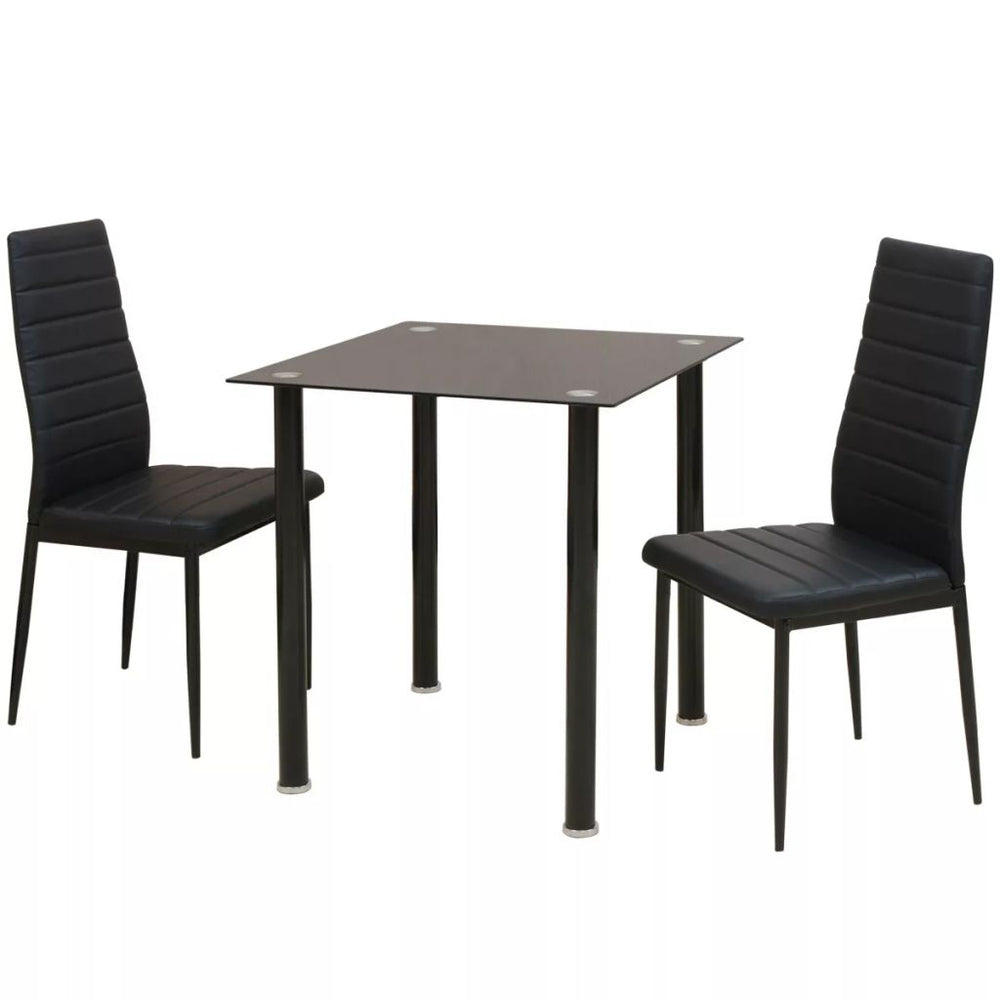 Valgomojo stalo ir kėdžių komplektas, juodos spalvos