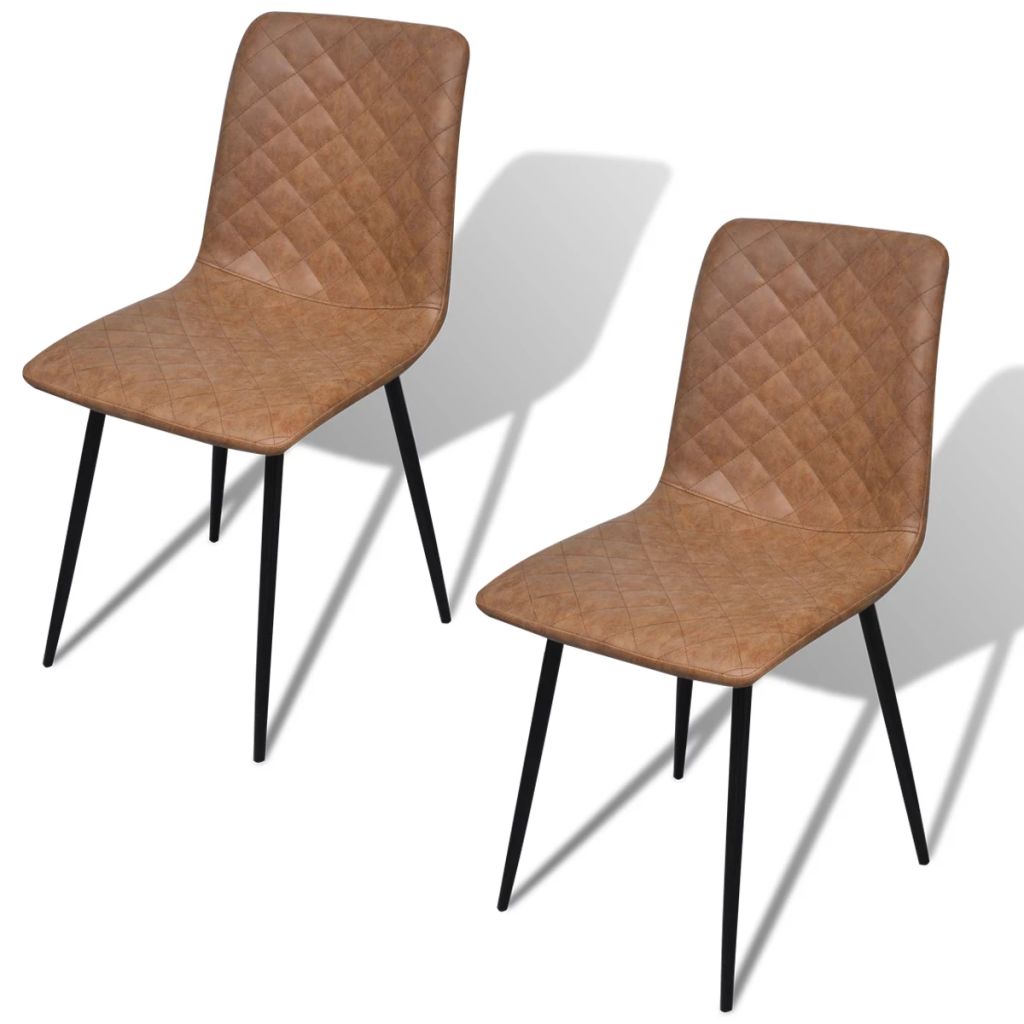 Valgomojo kėdės, 2 vnt., dirbtinė oda, rudos