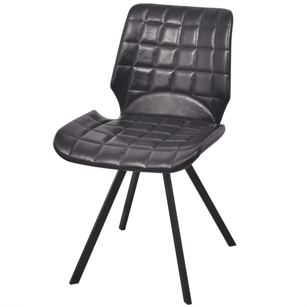 Valgomojo kėdės, 2 vnt., dirbtinė oda, juodos