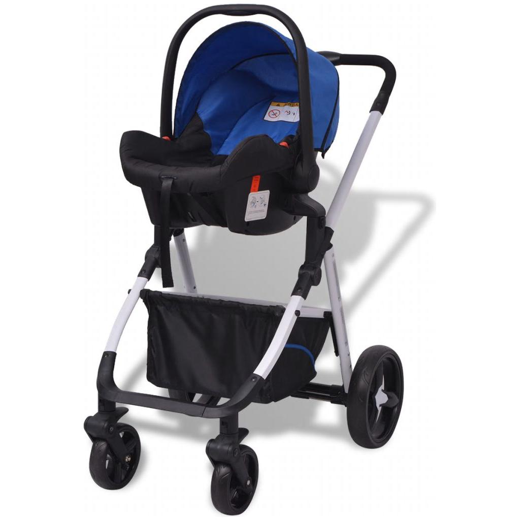 3-in-1 Vaikiškas sulankstomas vežimėlis, aliuminis, mėl./juodas