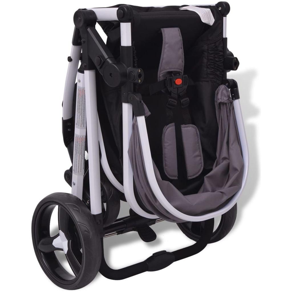 3-in-1 Vaikiškas sulankstomas vežimėlis, aliuminis, pilkas/juodas