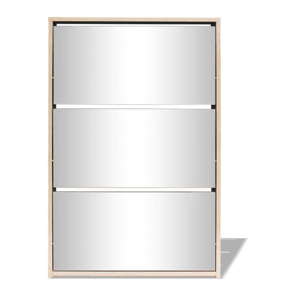 Batų dėžė, 3 lygių su veidrodžiais, balta, 63x17x102,5 cm