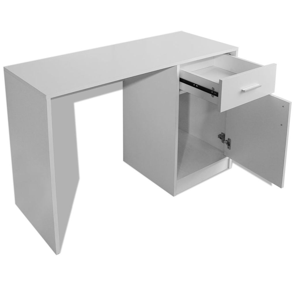 Rašomasis stalas su stalčiumi ir spintele, baltas, 100x40x73 cm