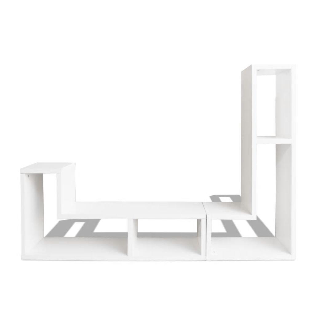 TV staliukas, 2 dalių, L formos, baltas