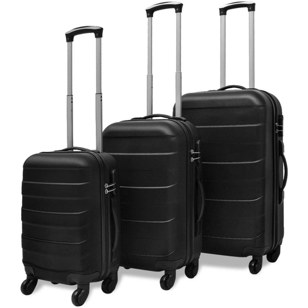 Kietų lagaminų su ratukais komplektas, juodos spalvos