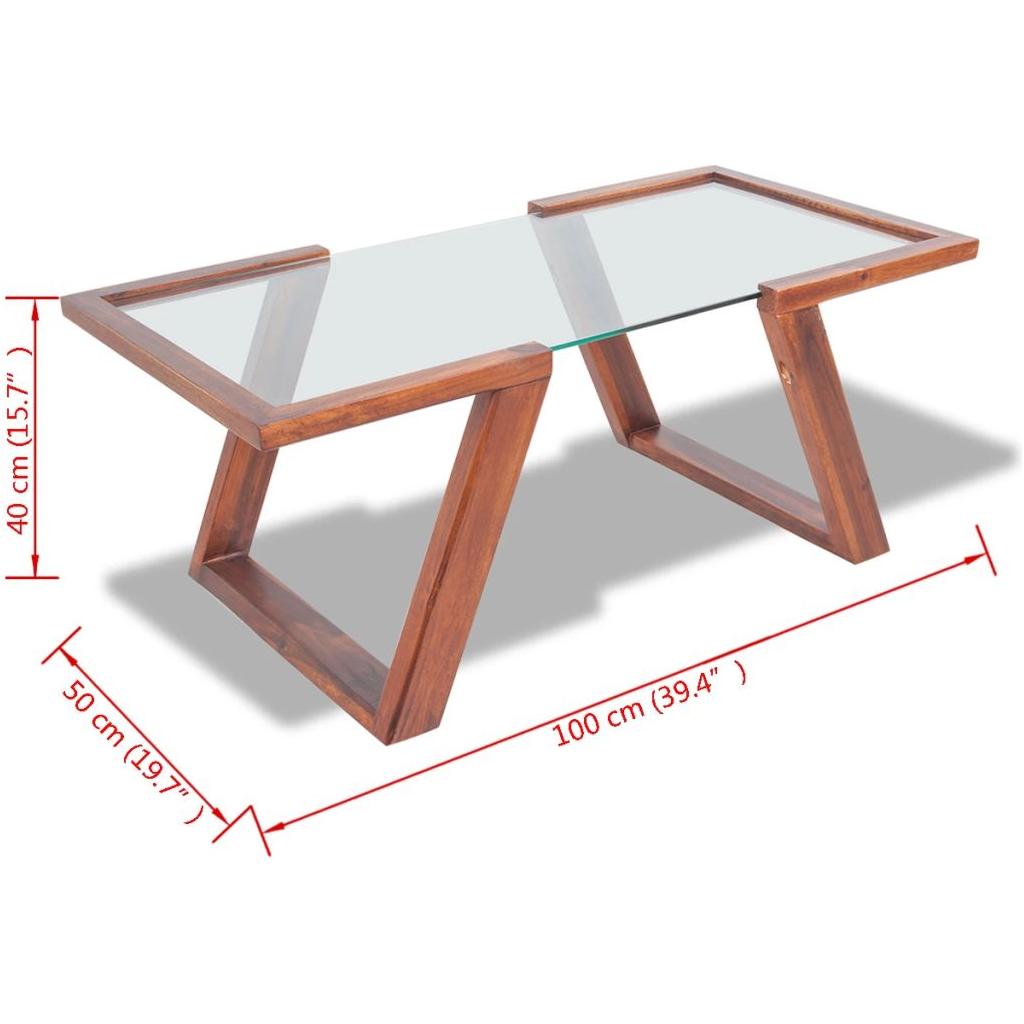 Kavos staliukas, masyvi akacijos mediena, 100x50x40 cm