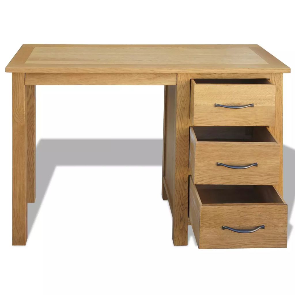 Rašomasis stalas su 3 stalčiais, 106x40x75cm, ąžuolo medienos masyvas