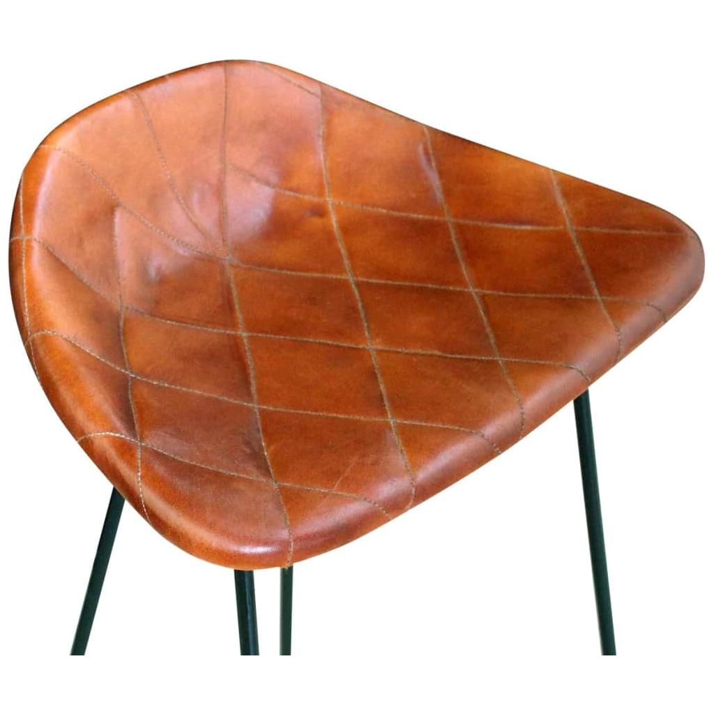 Baro kėdės, 2 vnt., tikra oda, rudos