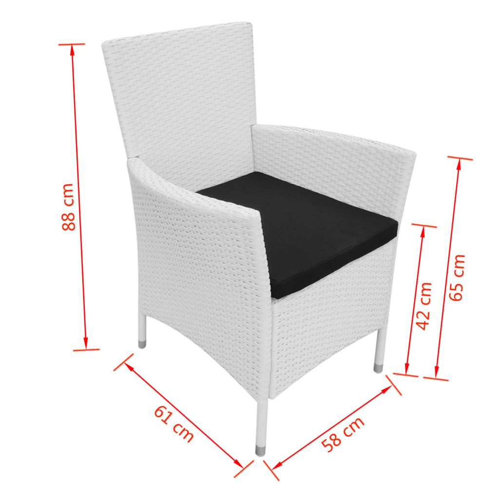 Sodo kėdės, 4 vnt., su pagalvėlėmis, poliratanas, kreminės sp.