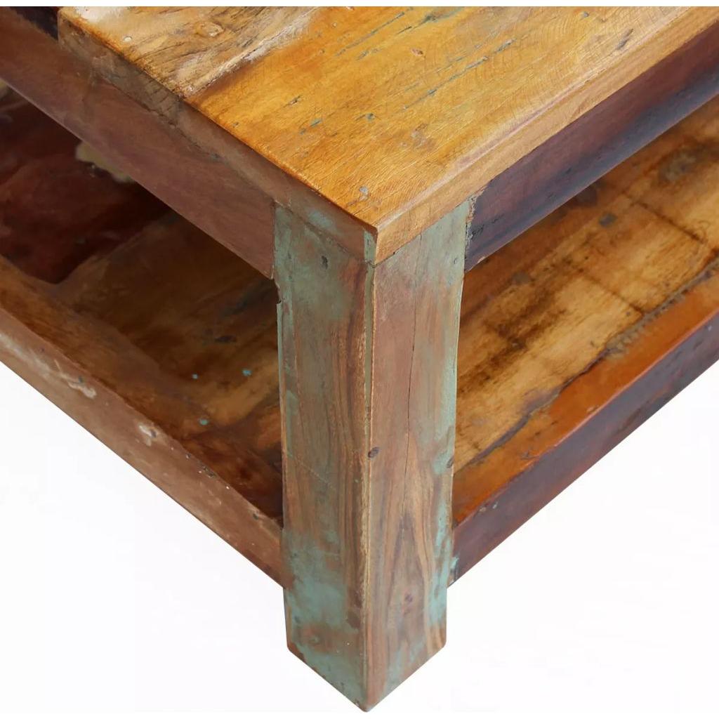Kavos staliukas, masyvi perdirbta mediena, 90x45x35 cm