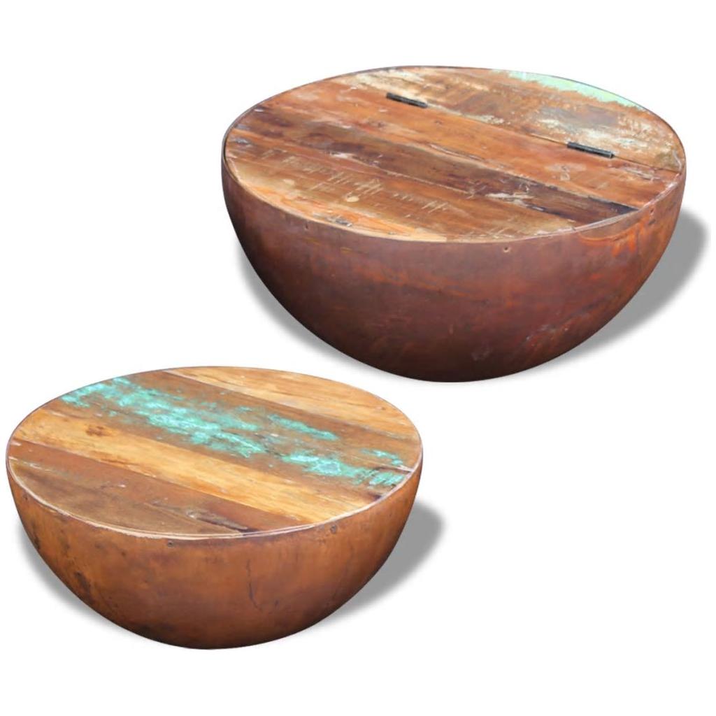 Dubens formos kavos staliukas, 2 dalių , perdirbta mediena