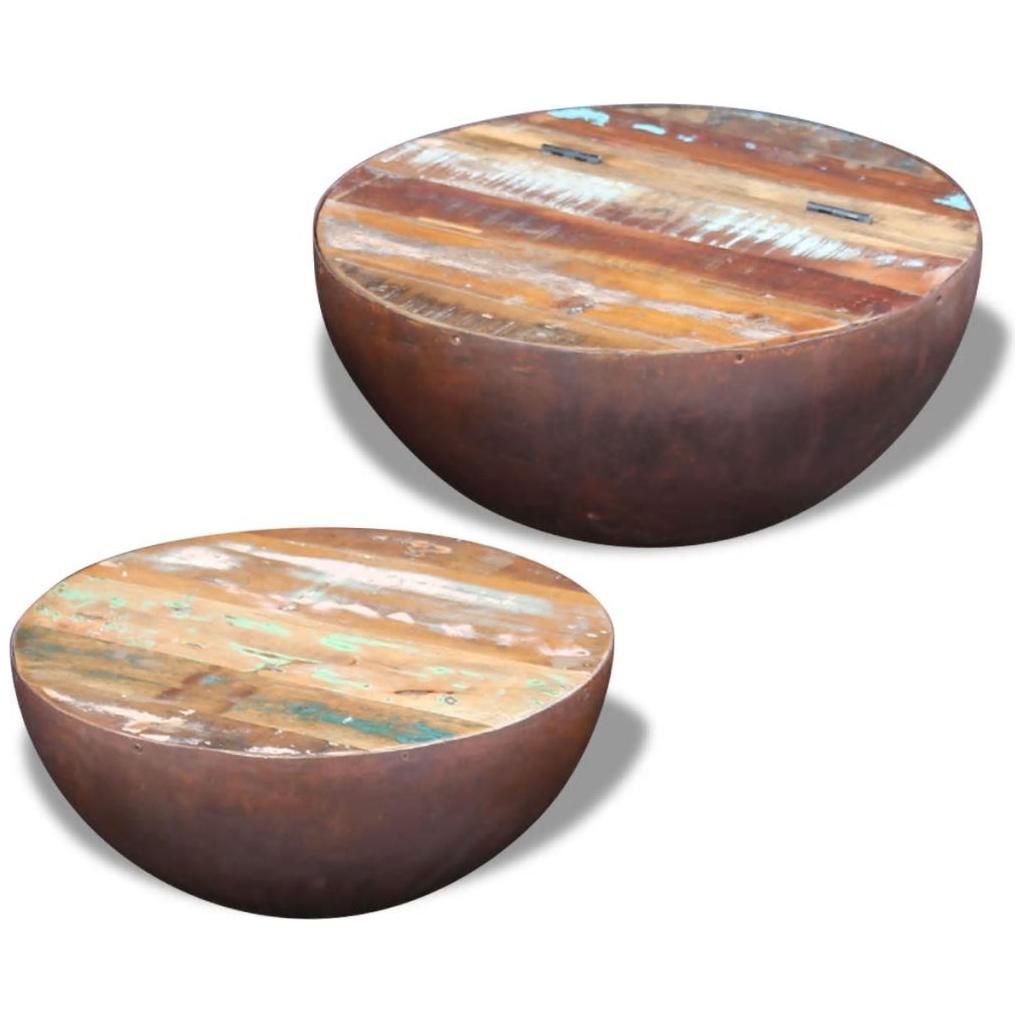 Dubens formos kavos staliukas, 2 dalių , perdirbta mediena