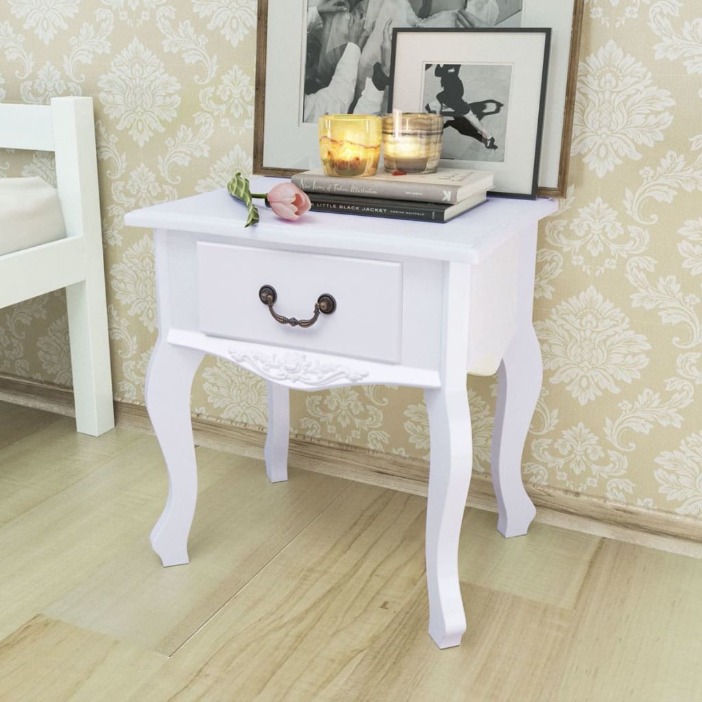 Spintelė prie lovos, 2 vnt., MDF, balta