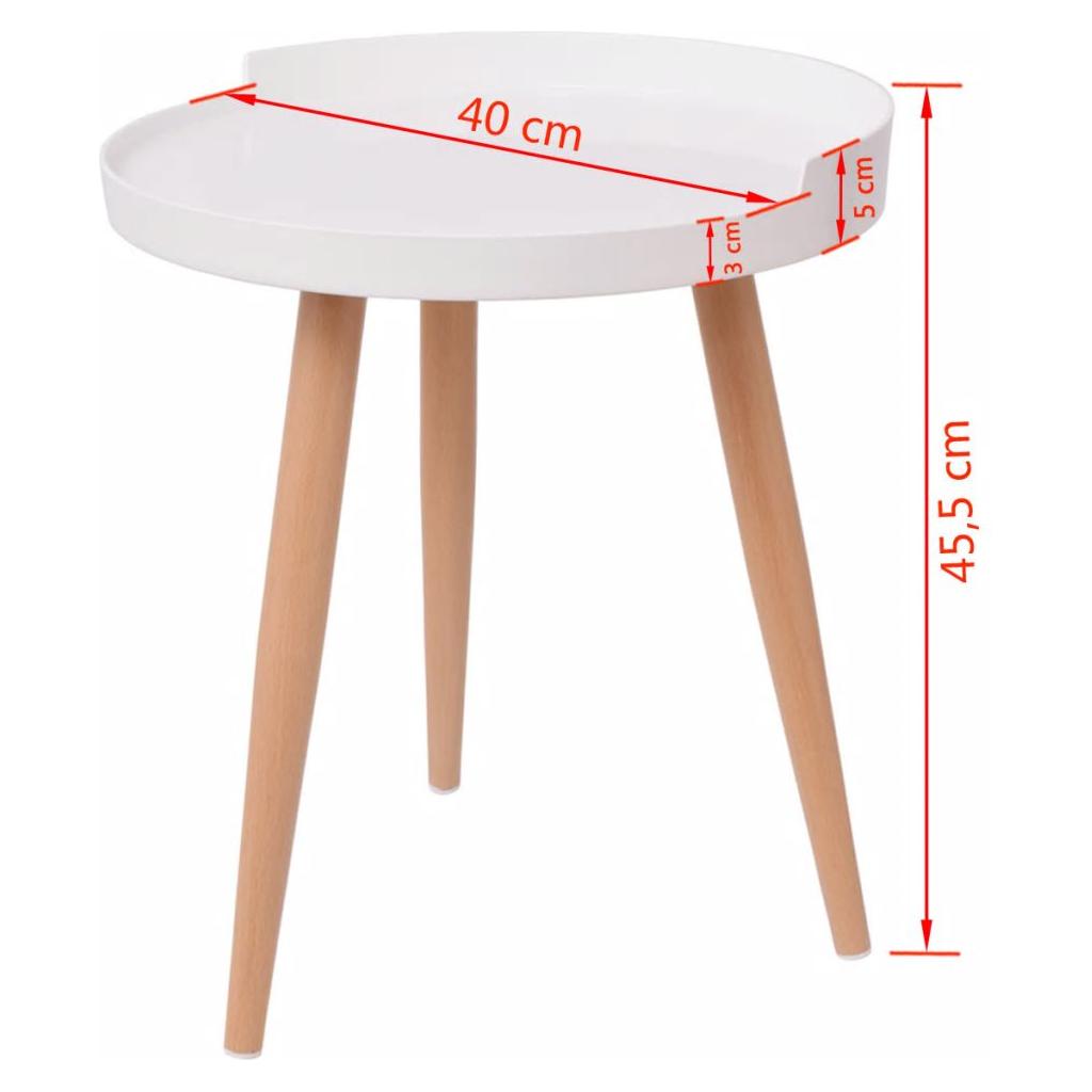 Kavos staliukas - padėklas, apvalus, 40x45,5cm, baltas