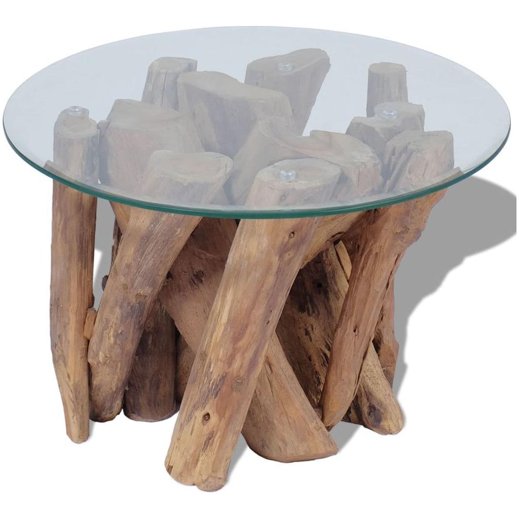 Kavos staliukas, masyvi tikmedžio mediena, 60 cm