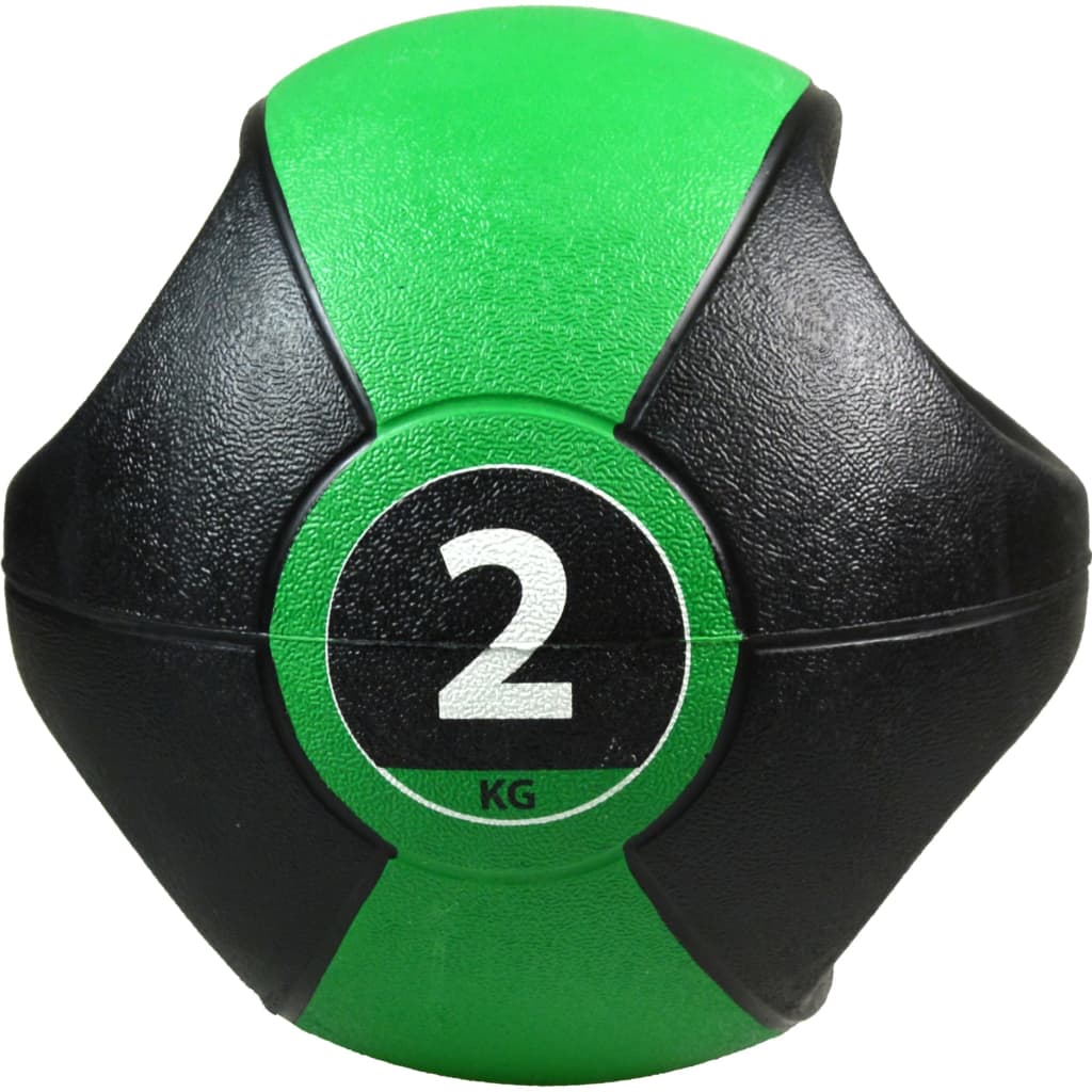 Pure2Improve Medicininis kamuolys su rankenomis, žalias, 2kg