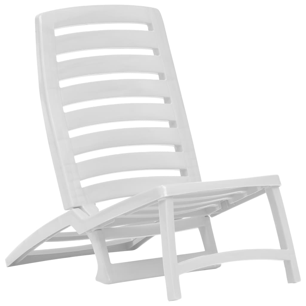 Sulankstomos paplūdimio kėdės, 4 vnt., baltos, plastikas