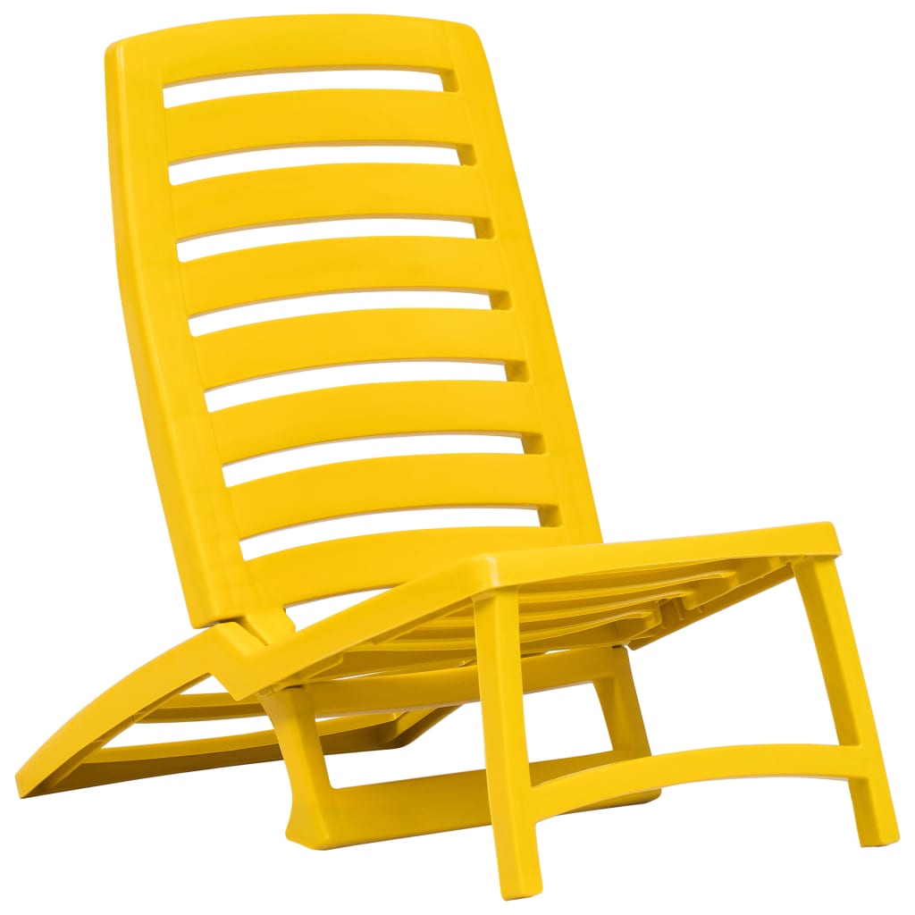 Sulankstomos paplūdimio kėdės, 4 vnt., geltonos, plastikas