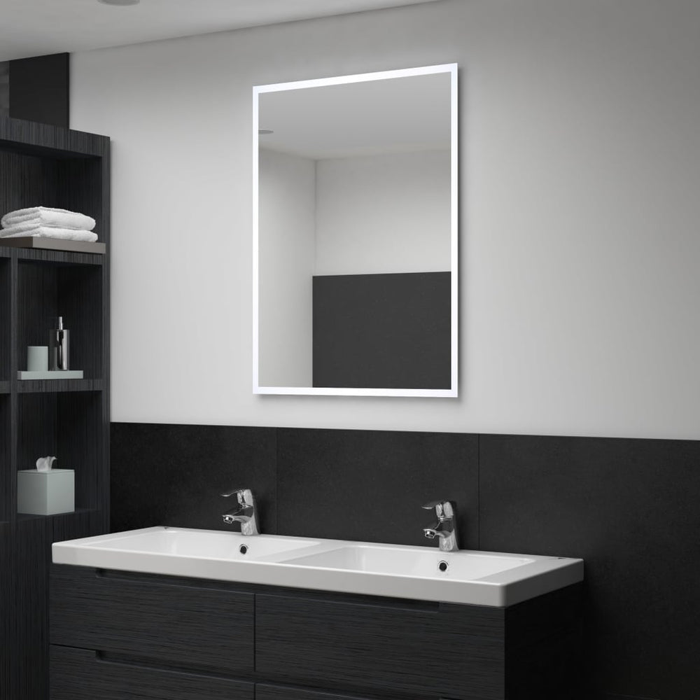Sieninis vonios kambario veidrodis su LED, 60x80cm