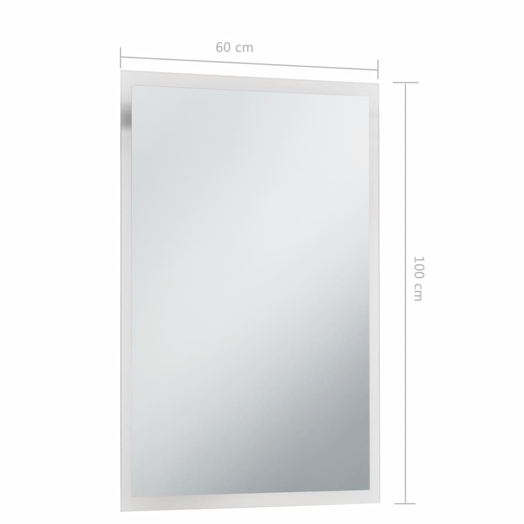 Sieninis vonios kambario veidrodis su LED, 60x100cm