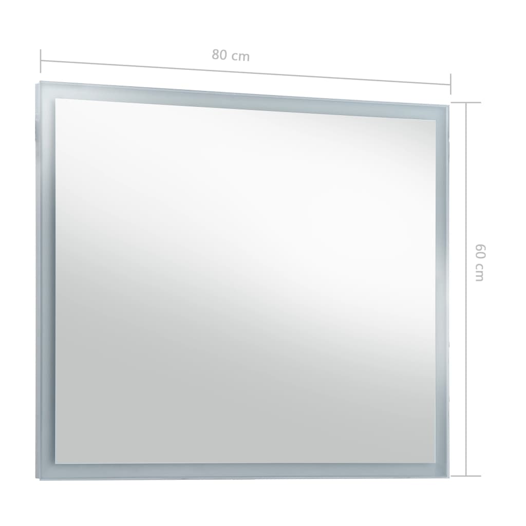 Sieninis vonios kambario veidrodis su LED, 80x60cm