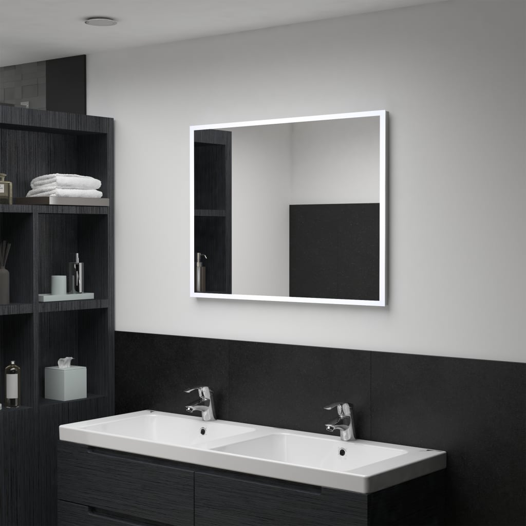 Sieninis vonios kambario veidrodis su LED, 80x60cm