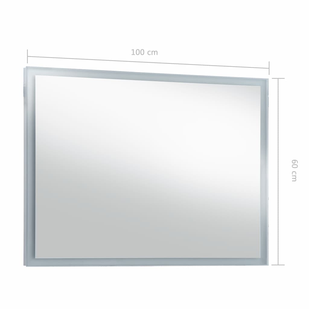 Sieninis vonios kambario veidrodis su LED, 100x60cm