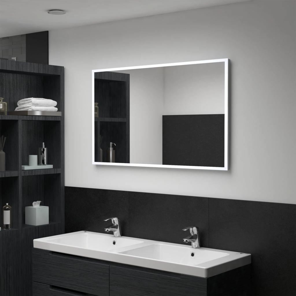 Sieninis vonios kambario veidrodis su LED, 100x60cm