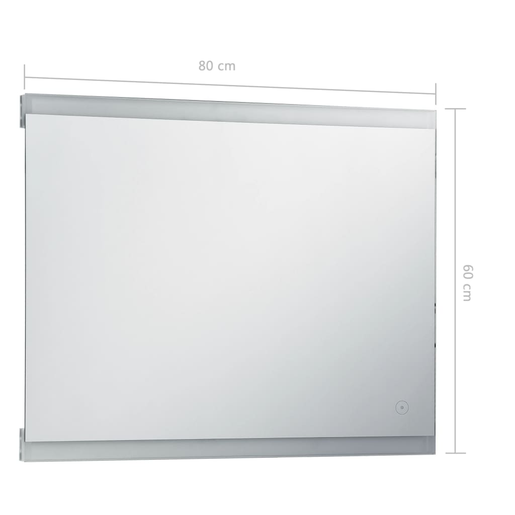 Sieninis vonios kambario veidrodis su LED ir jutikliu, 80x60cm