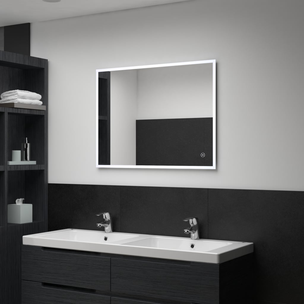 Sieninis vonios kambario veidrodis su LED ir jutikliu, 80x60cm